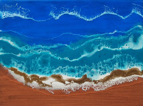 Tropical golden beach - original resin seascape by Delnara El