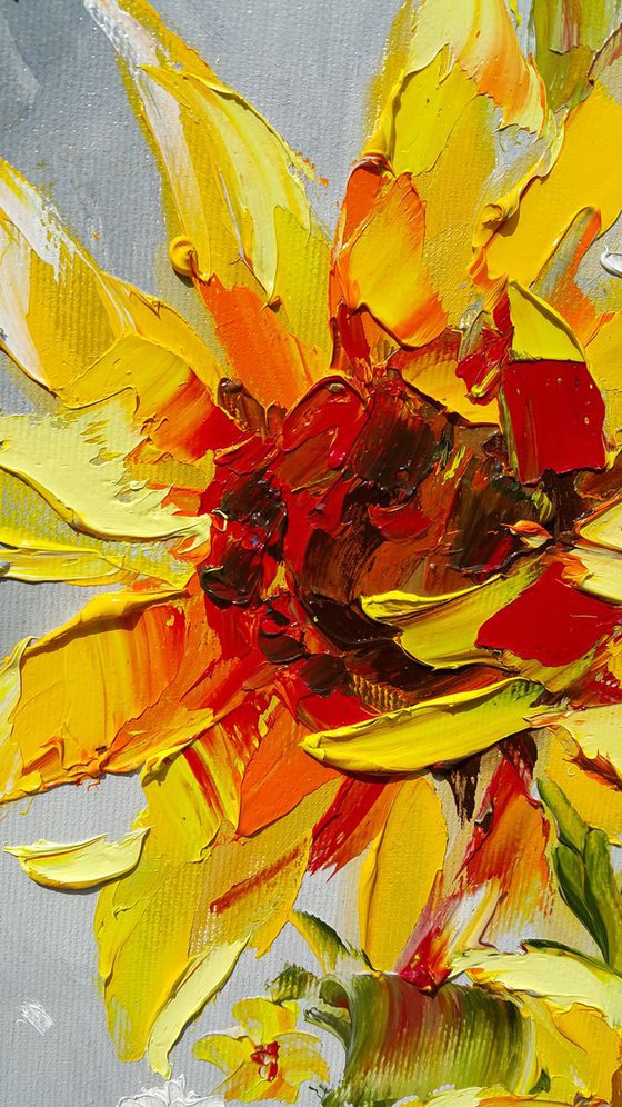 Bright sunflowers - painting sunflowers, oil painting, flower, sunflowers painting original, oil painting floral, wall art, gift, home decor