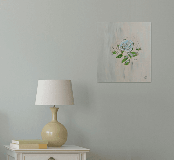 Abstract white rose on delicate soft white