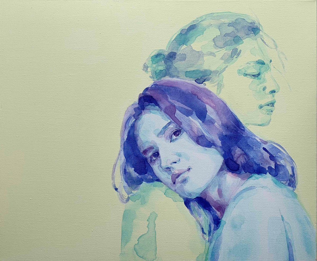 Expressive Painting , Two Woman On Yellow Background By Alina Lobanova, 24 X 20, Artwork For Sale On Artfinder