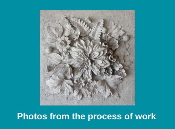 sculptural wall art "Composition with a large flower"