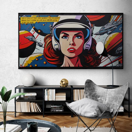 At That Very Moment 190cm x 100cm Textured Urban Pop Art