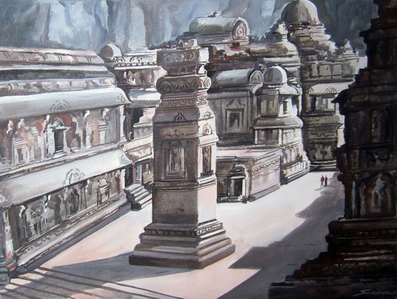 Kailasa temple, Ellora-Acrylic on canvas painting