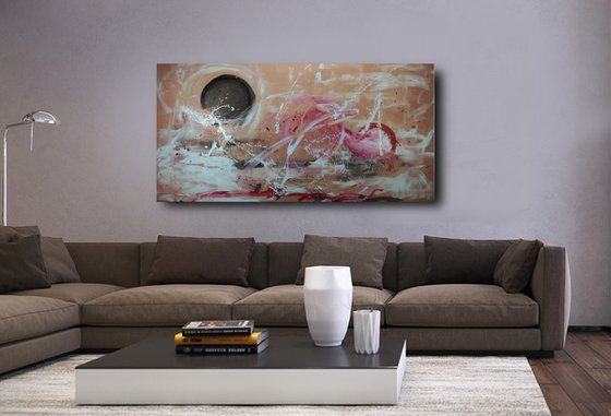 extra large abstract painting on canvas,wall art,original artwork-size-180x90-cm-title-c566