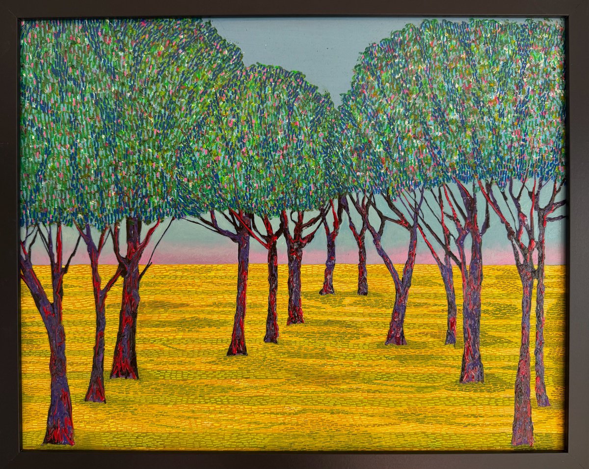 Surrealistic Landscape Painting By Stefano Pallara, 20 X 17", Becoming And Dissolving N.2, Original Artwork