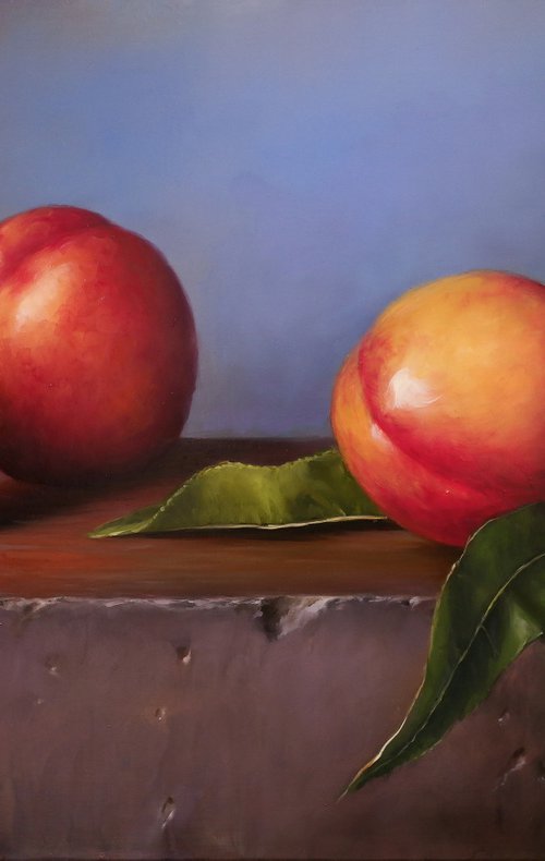 "Still life with peaches" by Gennady Vylusk
