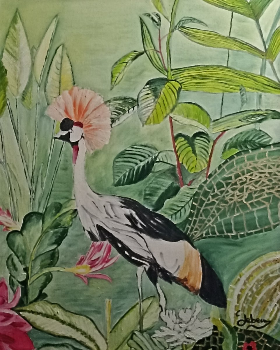 Impressionistic Animal Oil Painting By Isabelle Lucas, 16 X 20, Wader Bird, Original Artwork