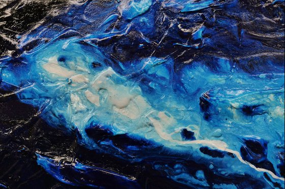 Coastal Existence 270cm x 120cm Blue White Textured Abstract Art
