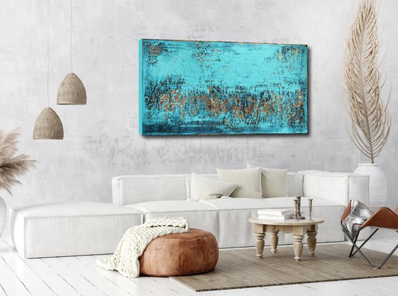 ISLAMORADA - 100 x 180 CM - TEXTURED ACRYLIC PAINTING ON CANVAS * XXL SIZE