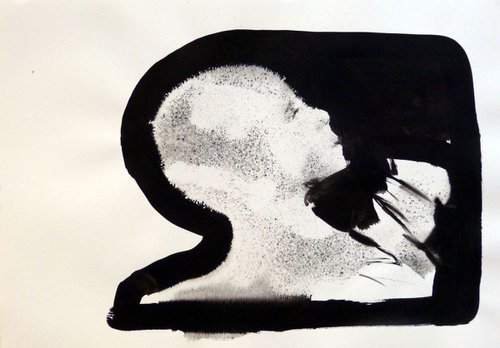 Black and white portrait 2, Ink on Paper 29x42 cm by Frederic Belaubre