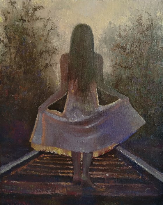 Dancing girl (50x40cm, oil/canvas, impressionistic figure)