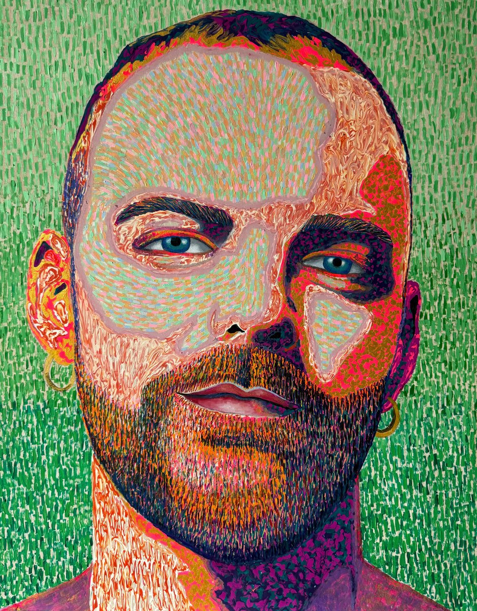 Portrait Acrylic Painting By Stefano Pallara, 17 X 21", Henry, Original Artwork