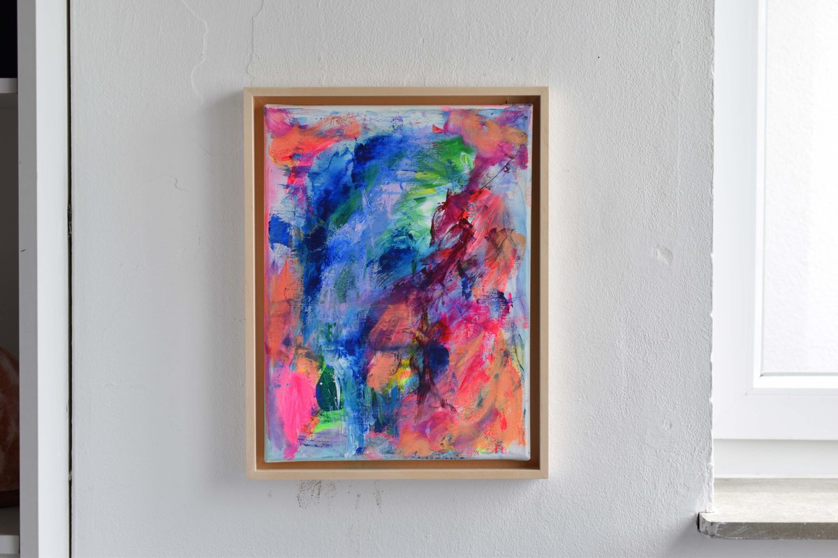 Organic Abstract Acrylic Painting By Sebastian Merk, 13 X 17", Rain, Original Artwork