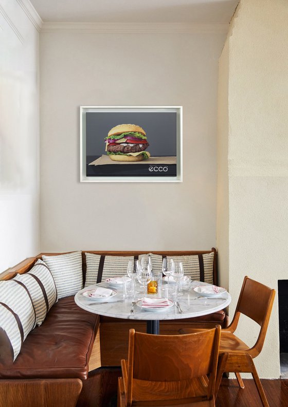 Hyperrealistic still life "Just Cheeseburger..."