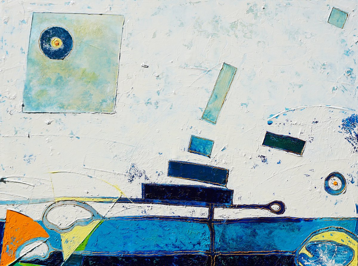 Abstract Oil Painting By Jelena B, 48 X 36, Little Ship Jole, Original Artwork