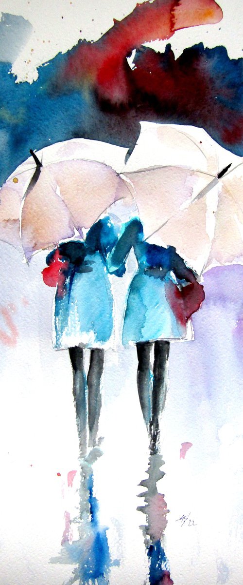 Girlfriends under umbrellas by Kovács Anna Brigitta