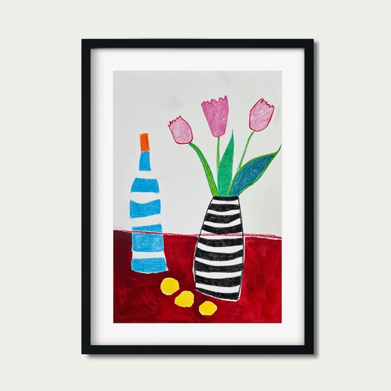 Pink Tulips with Wine Lemons