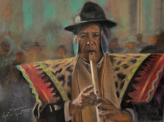 Bolivian flute player