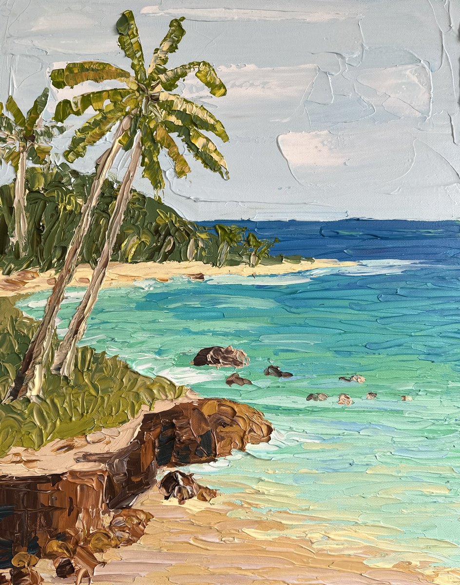 Impressionistic Landscape Acrylic Painting By Guzaliya Xavier, 16 X 20, Tropical Retreat I, Original Artwork