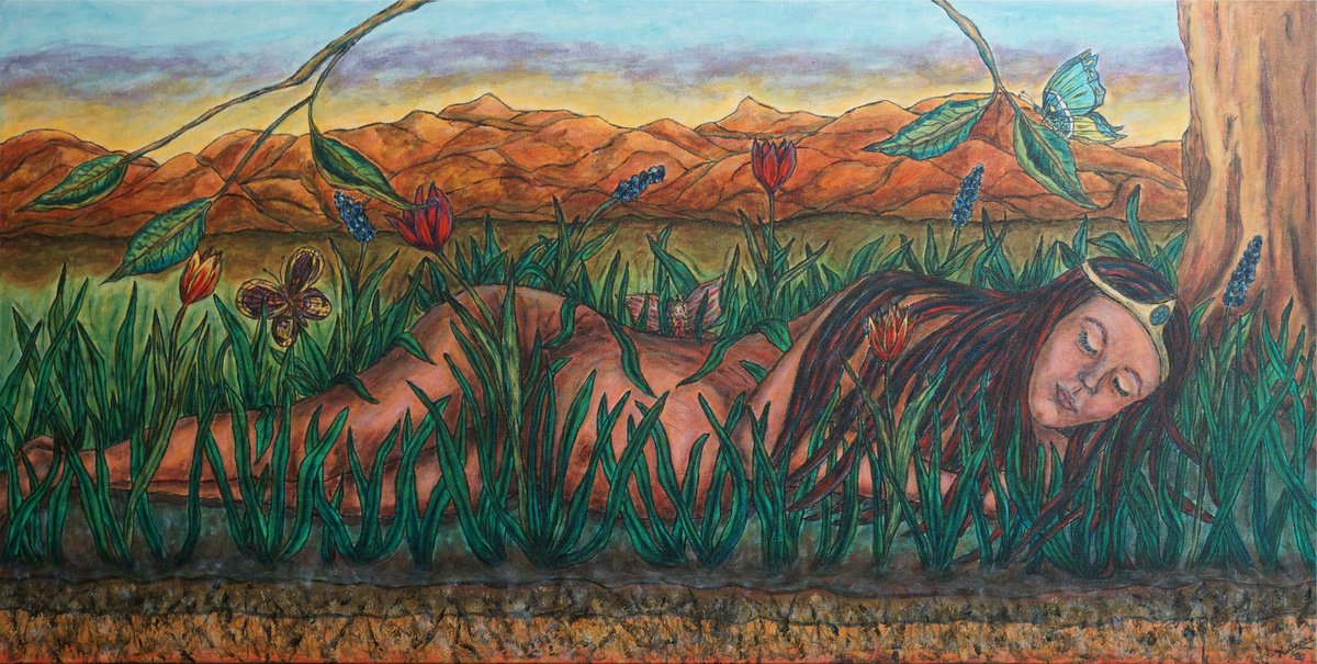 Impressionistic Portrait Oil Painting By Kim Jones Miller, 48 X 24", Gaia Dreams, Original Artwork