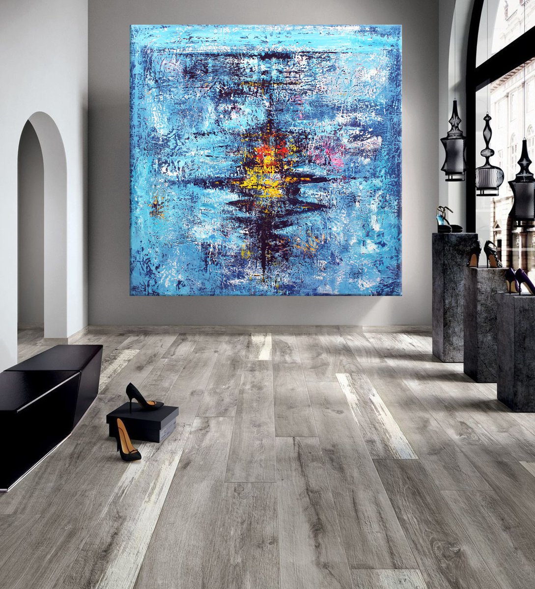 Abstract Acrylic Painting By Veljko Martinovic, 79 X 79", "My Cosmos", Original Artwork