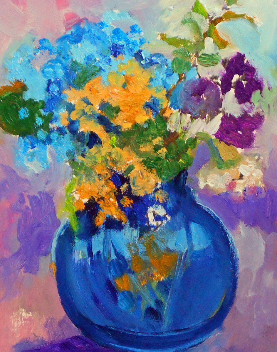 Flowers Blue Vase No. 2 by Ann Cameron McDonald