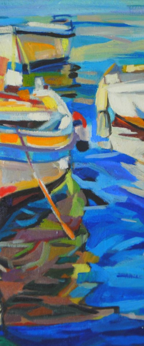 Fishing Boats 2 / 34.5 x 34.5 cm by Maja Đokić Mihajlović