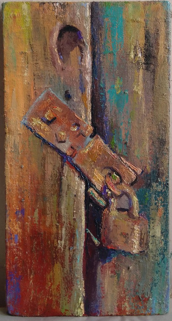 A lock(18x35cm, oil painting, ready to hang)