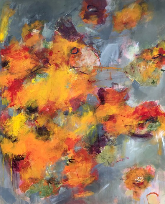 Fire Flowers - Extra large contemporary painting