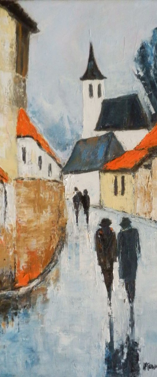 Evening street by Maria Karalyos