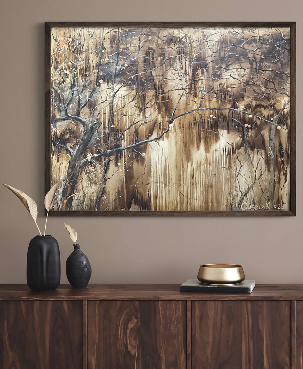 Impressionistic Landscape Oil Painting By Kateryna Guseva, 51 X 39", Lost, Original Artwork