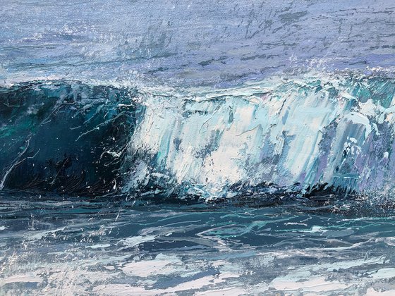 'Edge of the Surf Zone II' Beach Wave Seaside Seascape Palette Knife Oil Painting