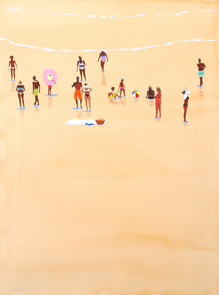 Acrylic Painting , Beach Time 77 By Carlos Marti?n, 22 X 30, Artwork For Sale On Artfinder