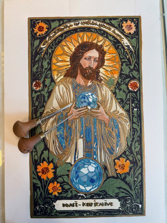 Guardian of Knowledge – Reduction Linocut