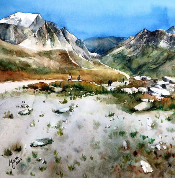 Rocky Path, Mont Blanc - Original Watercolor Painting