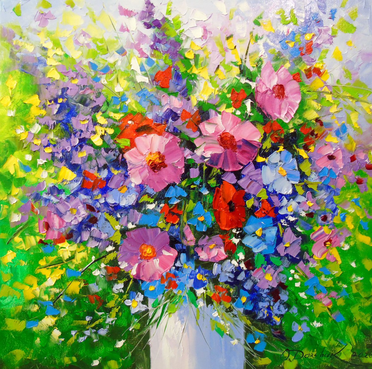 A Bouquet Of Summer Flowers Oil Painting By Olha Darchuk 