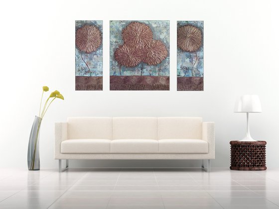 Asters (20x50, 40x50, 20x05 size, texture, Modern art )