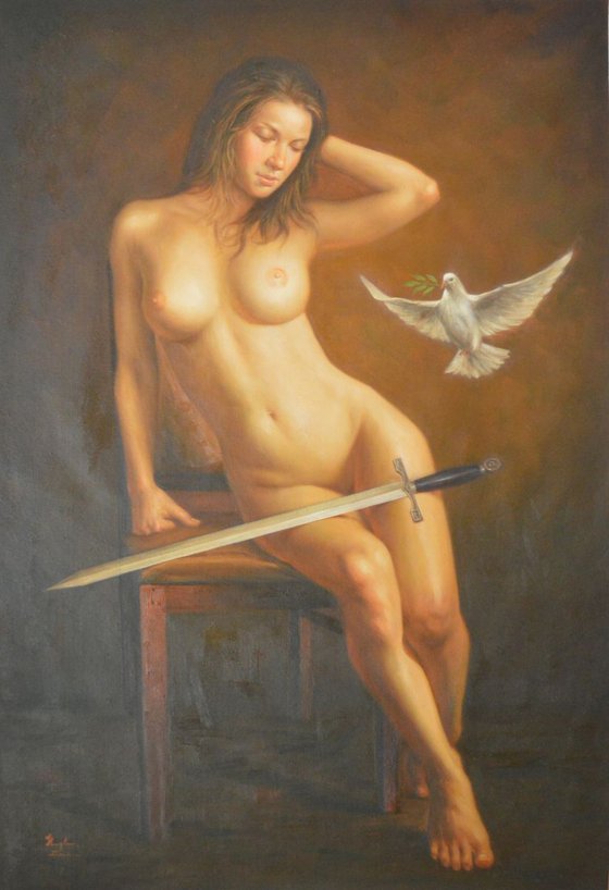 OIL PAINTING FEMALE NUDE GIRL  #11-12-01