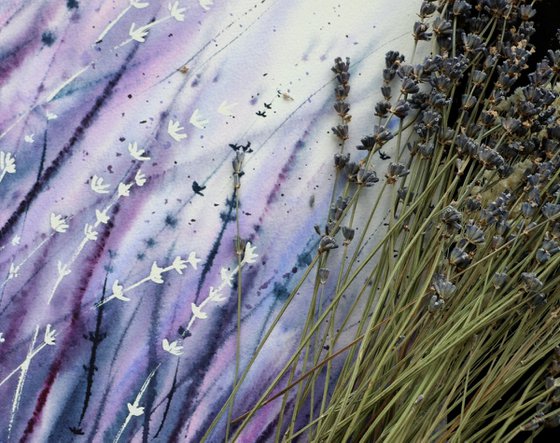 Lavender storm. Original watercolor artwork.