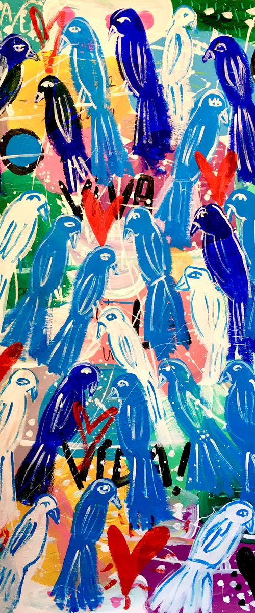 Blue Birds Chanting by Mercedes Lagunas