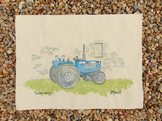 "Tractor Envy" - textile collage