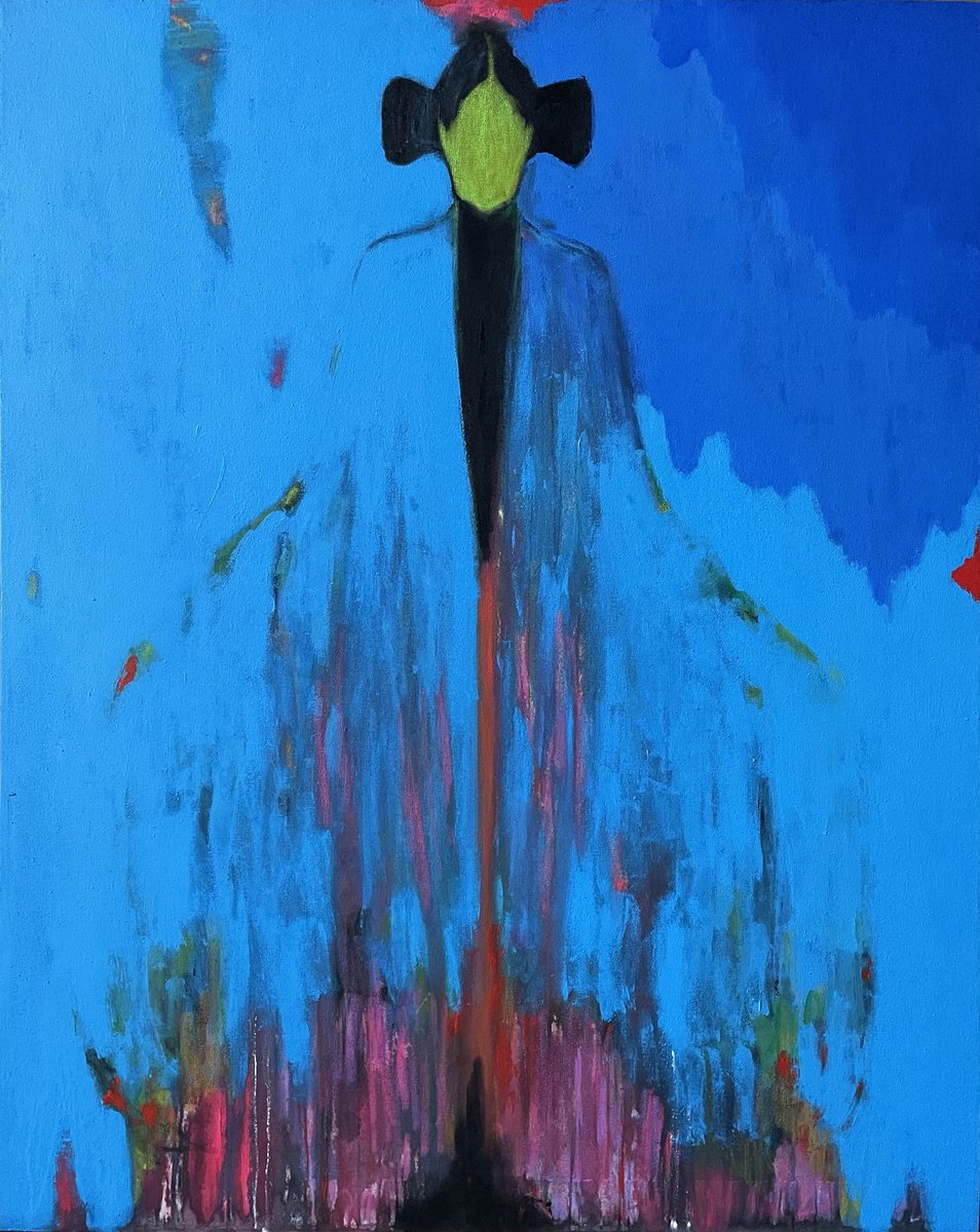 Abstract Portrait Acrylic Painting By Gela Mikava, 31 X 39, The Alienation, Original Artwork