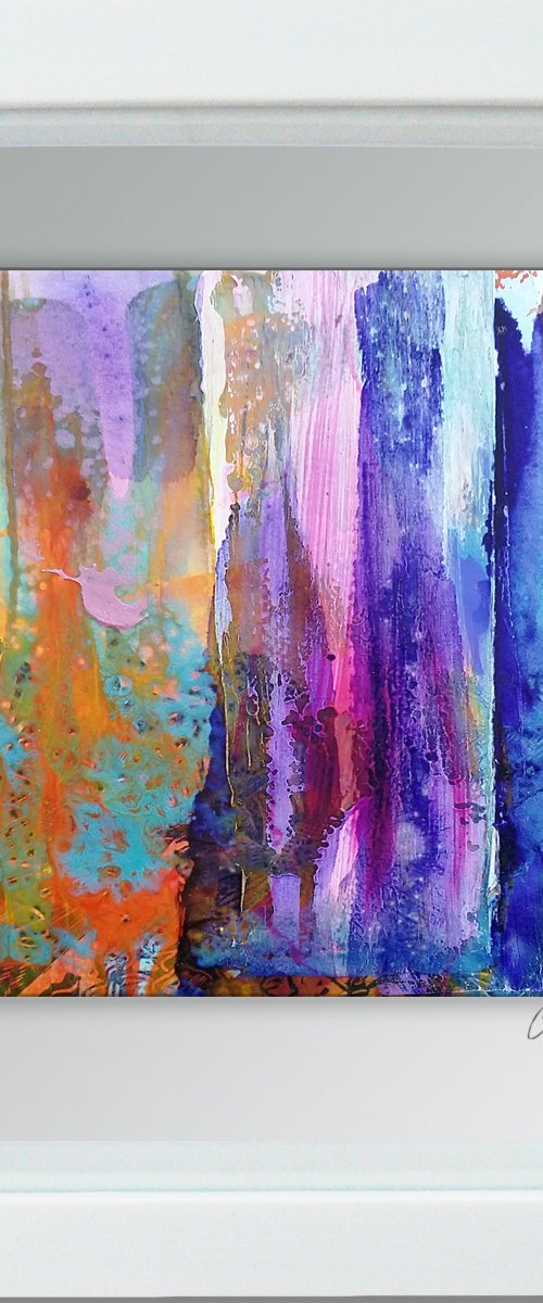 Framed ready to hang original abstract  - Chasing rainbows #8 by Carolynne Coulson
