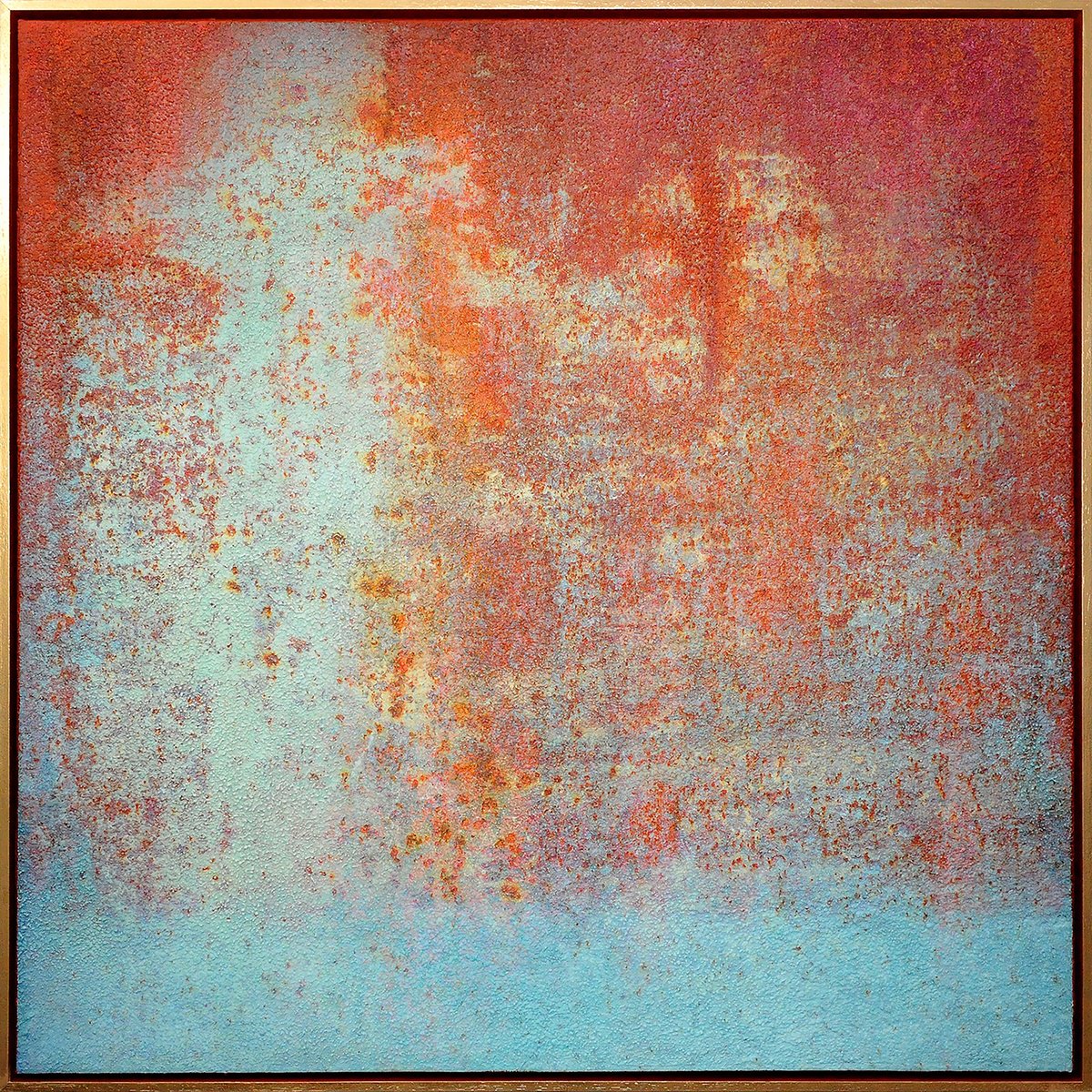Abstract Painting By Karin Vermeer, 41 X 41", Electric Blue & Orange, Original Artwork
