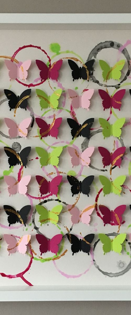 Butterfly Wine (Magenta, Pink, Black and Green) by Hernan Reinoso