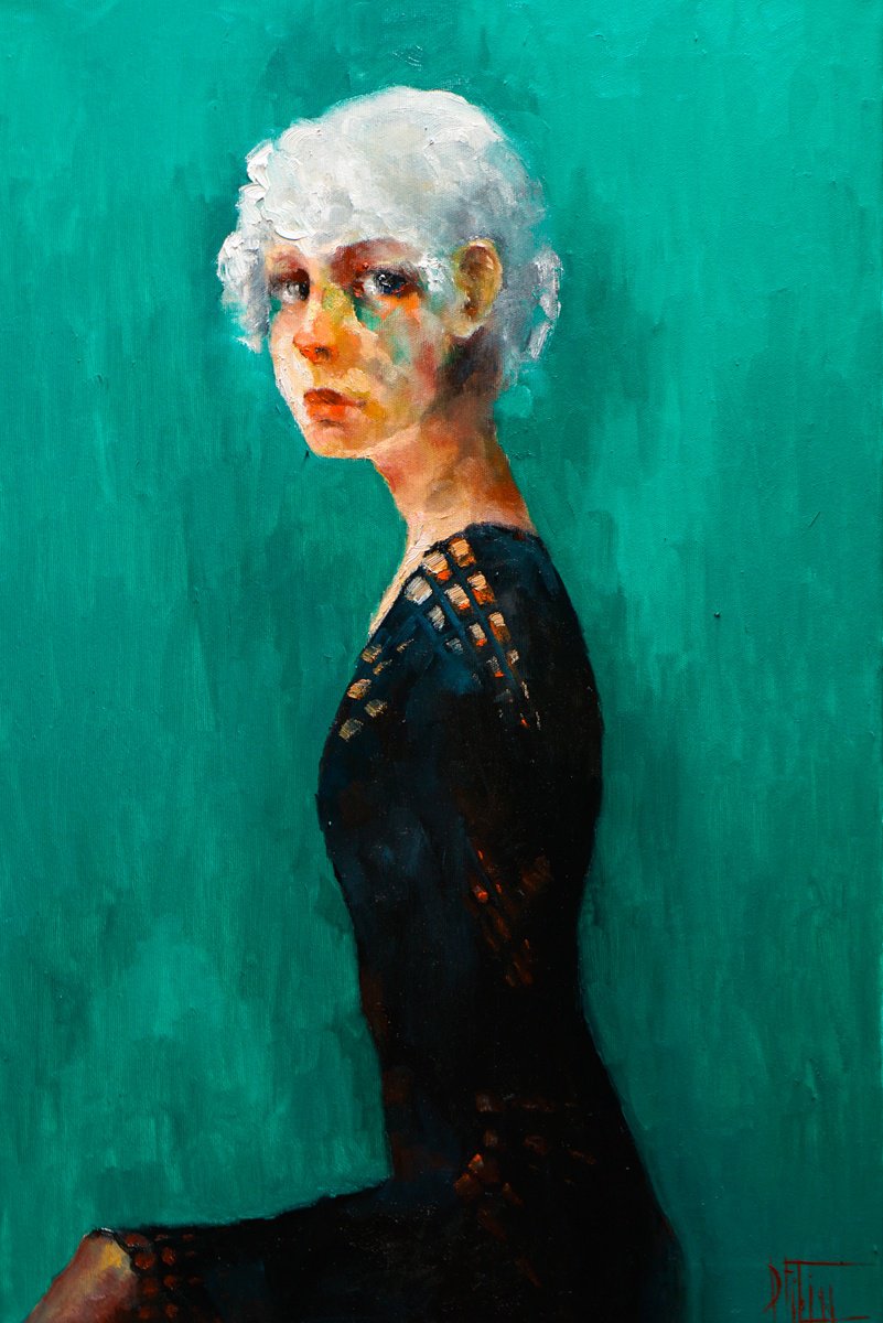 Impressionistic Portrait Oil Painting By Pavel Filin, 20 X 30", Blonde, Original Artwork