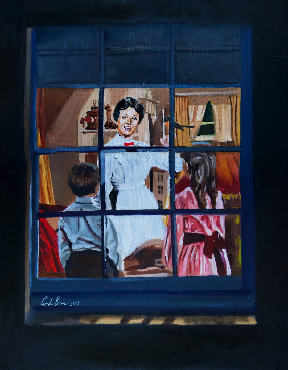 Impressionistic Portrait Oil Painting By Gordon Bruce, 16 X 20, Mary Poppins Spoonful Of Sugar, Original Artwork