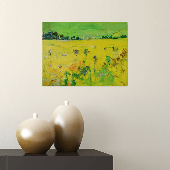 Sunflower Landscape Original Oil Painting