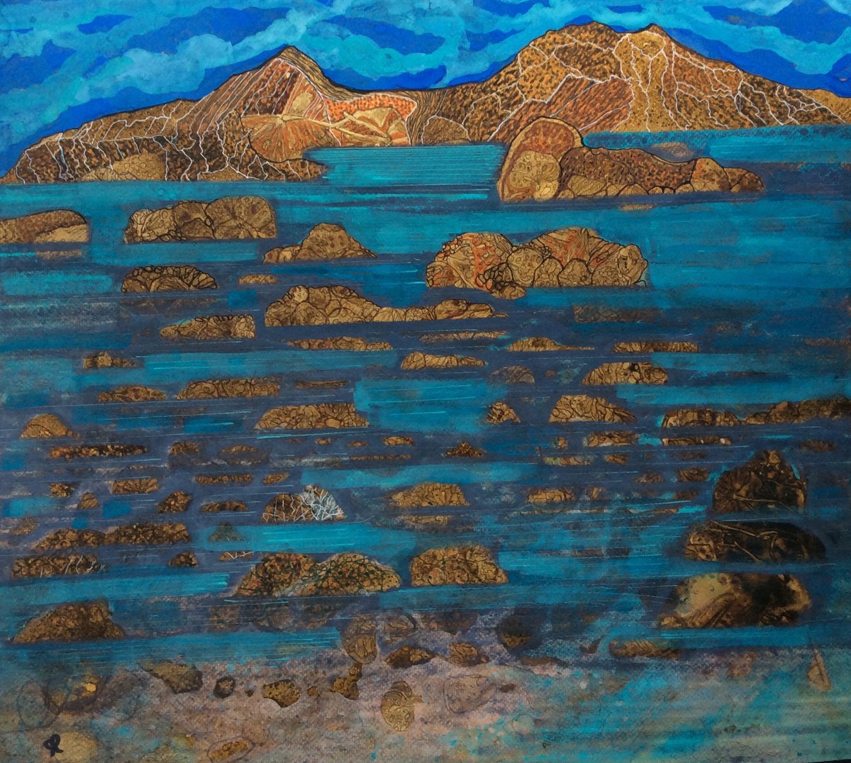 The rocky shore of Iona by Gwen Fleming