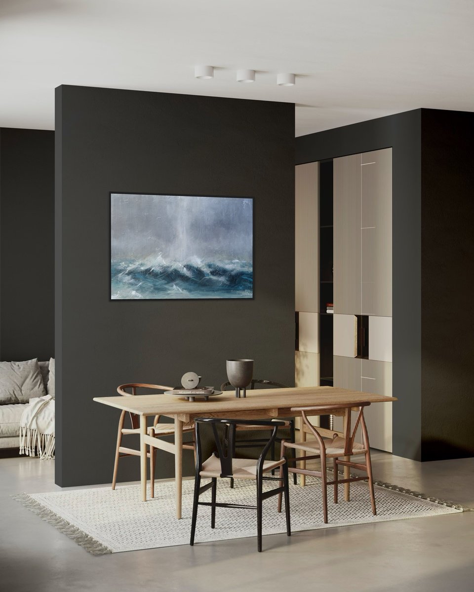 Impressionistic Landscape Acrylic Painting By Tetiana Hutsul, 47 X 31", Sail Away On Endless Waves, Original Artwork